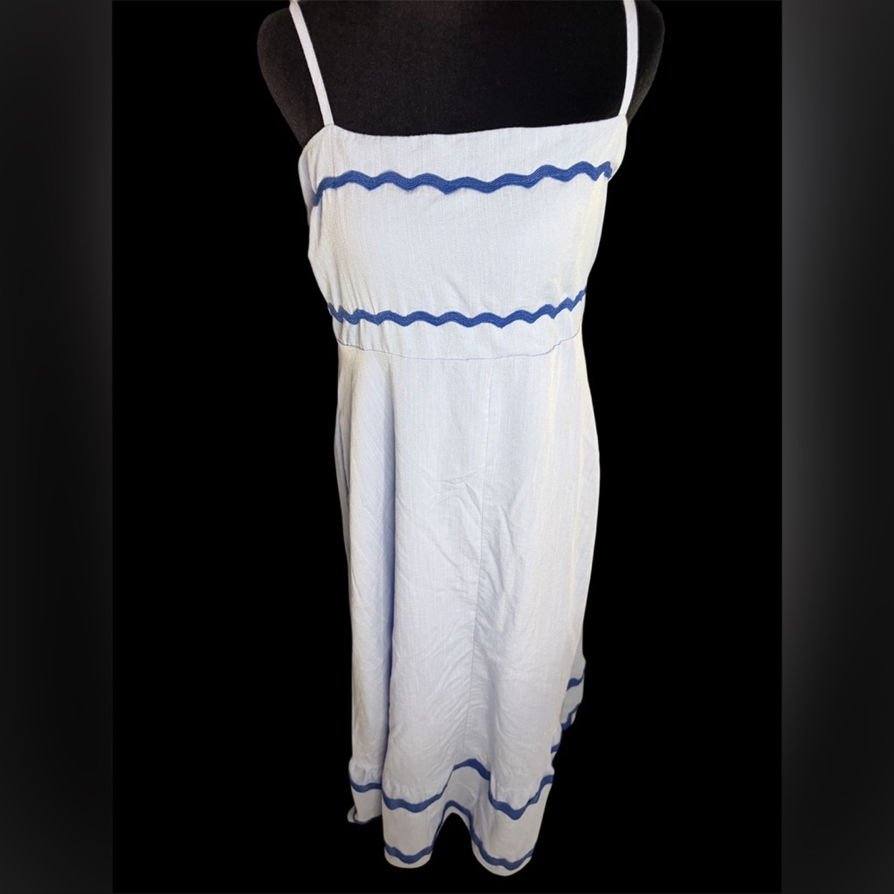Elegant Blue and White Maxi Dress